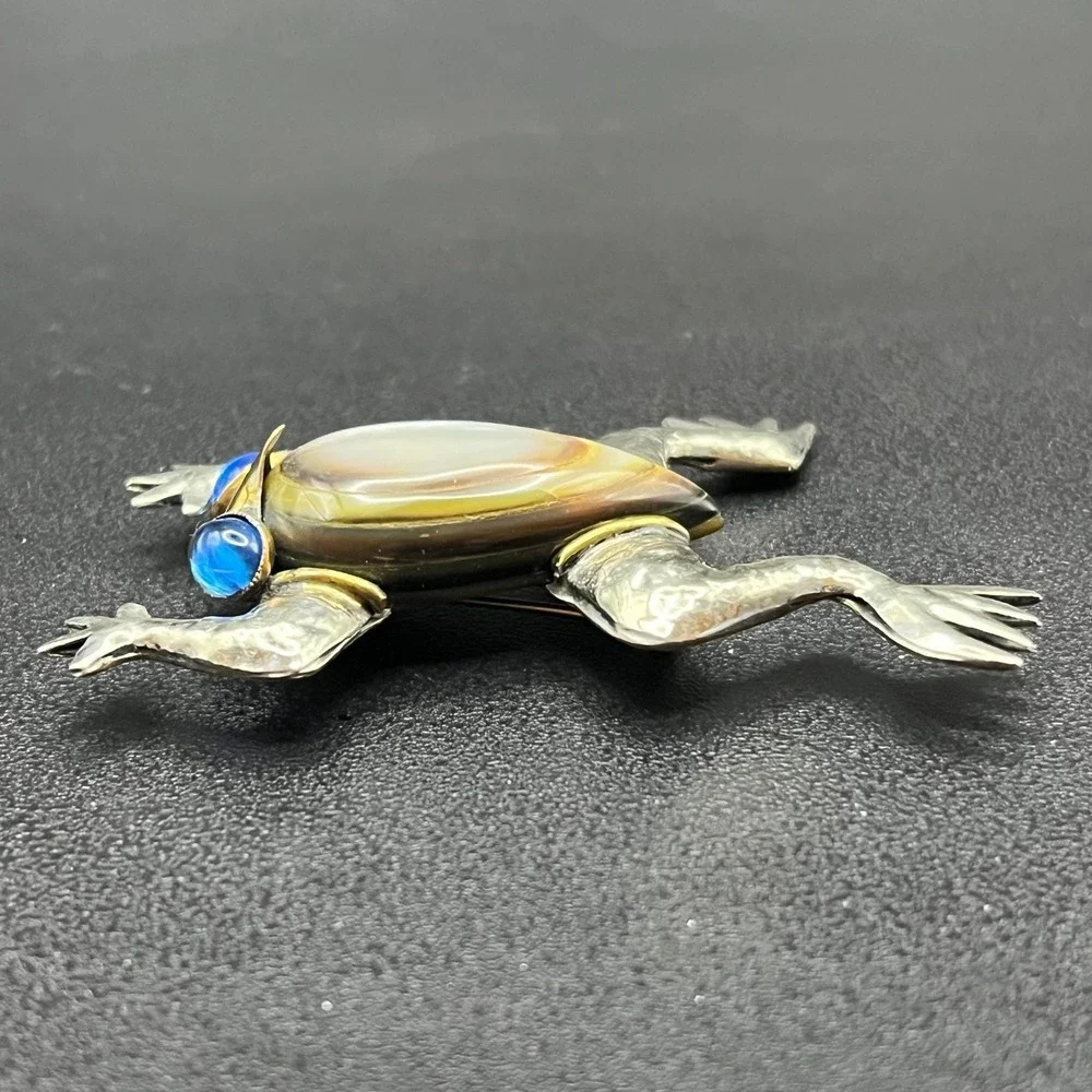 Fabrice Paris Mixed-Metal Frog Brooch w/ Shell Body & Glass Eyes